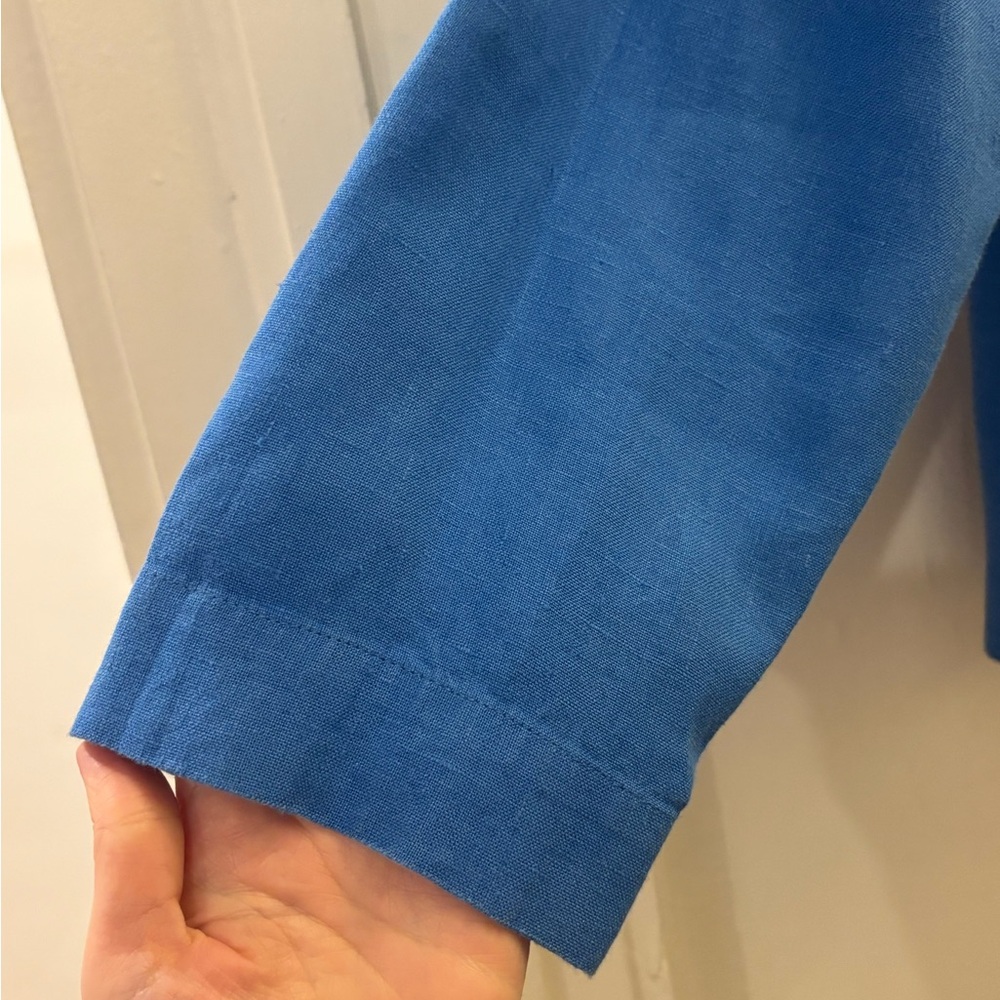 FLAX Blue Linen Button Up - Picture 5 of 8